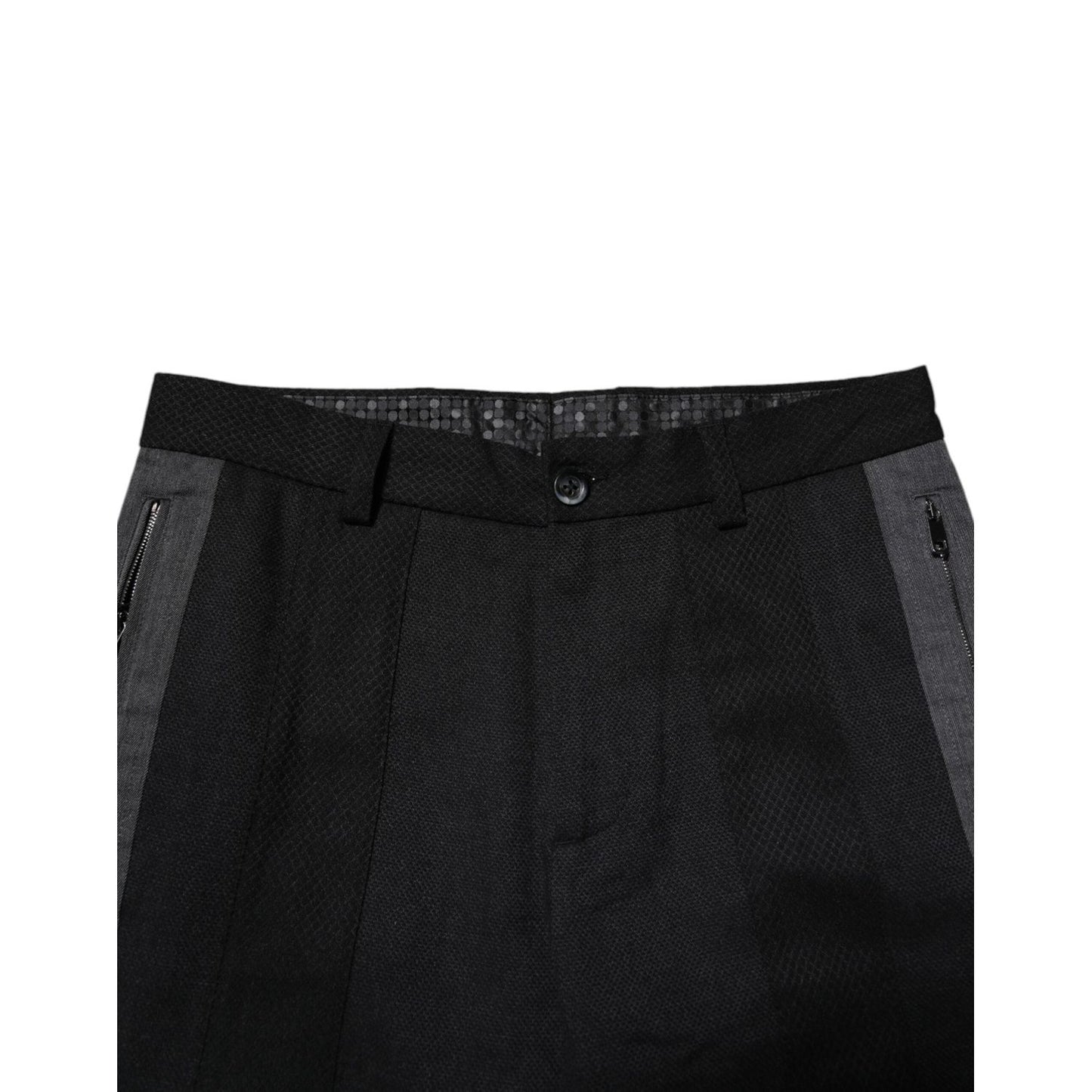 Dolce & Gabbana Black Gray Fantasy Cotton Formal Slim Pants PAN76478-44