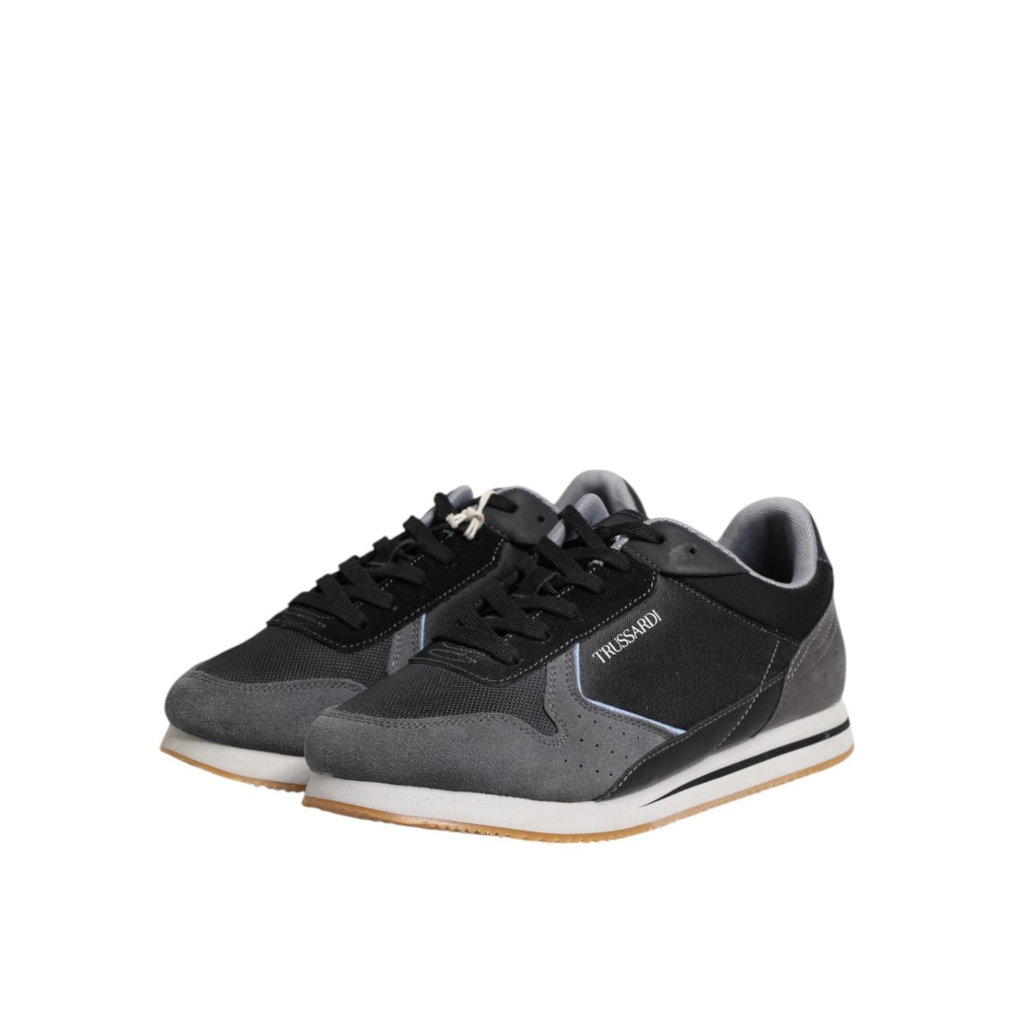 Trussardi Black Gray Lace Up Low Top Casual Sneakers Shoes MV7276-45