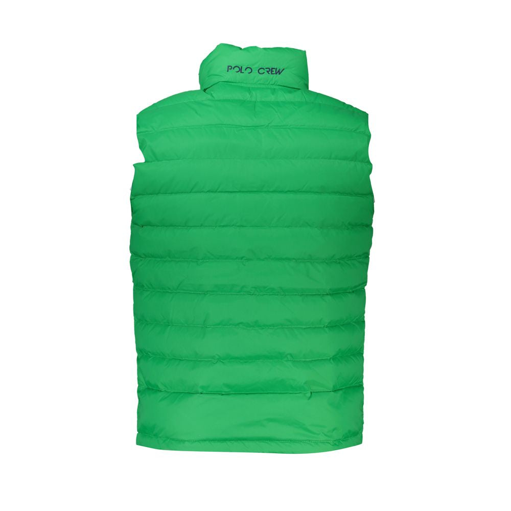 La Martina Sleek Sleeveless Green Jacket with Embroidery LA-27014-L