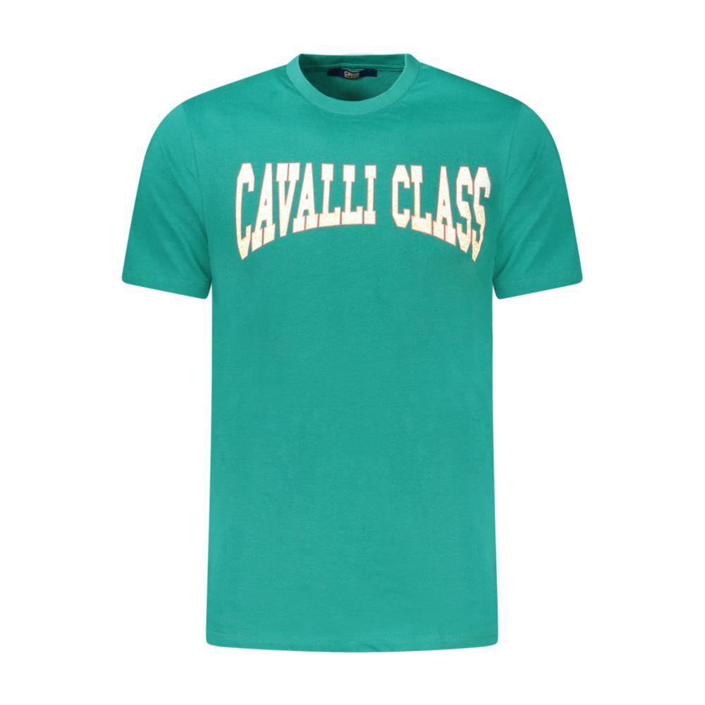Cavalli Class Green Cotton T-Shirt CA-38696-M