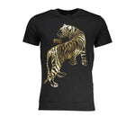 Cavalli Class Black Cotton T-Shirt CA-28464-XL