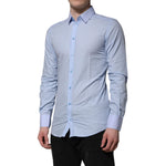 Dolce & Gabbana Blue Cotton GOLD Long Sleeves Men Dress Shirt TSH906773-39