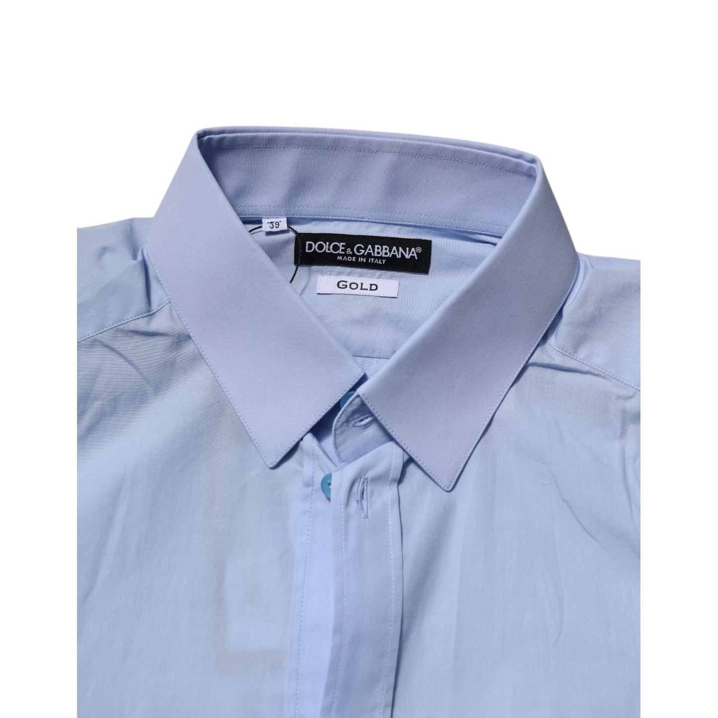 Dolce & Gabbana Blue Cotton GOLD Long Sleeves Men Dress Shirt TSH906773-39