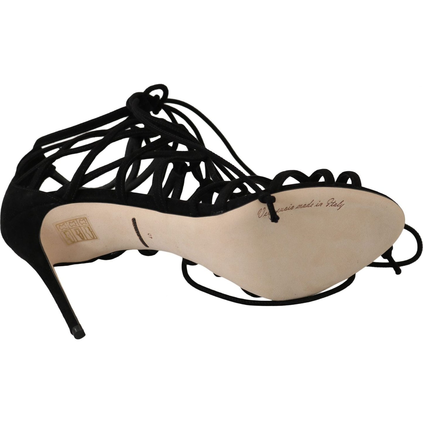 Dolce & Gabbana Black Suede Strap Stilettos Sandals LA5958-36.5