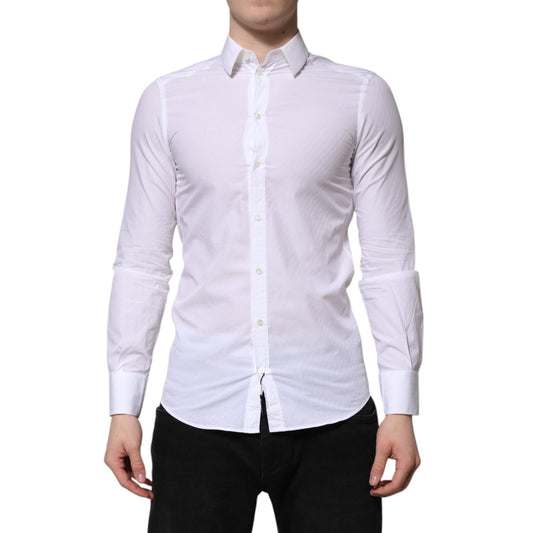 Dolce & Gabbana White Cotton MARTINI Long Sleeve Dress Shirt