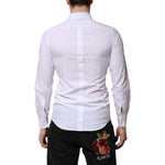 Dolce & Gabbana White Cotton GOLD Long Sleeves Men Dress Shirt TSH906935-38