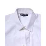 Dolce & Gabbana White Cotton MARTINI Long Sleeve Dress Shirt TSH906939-40