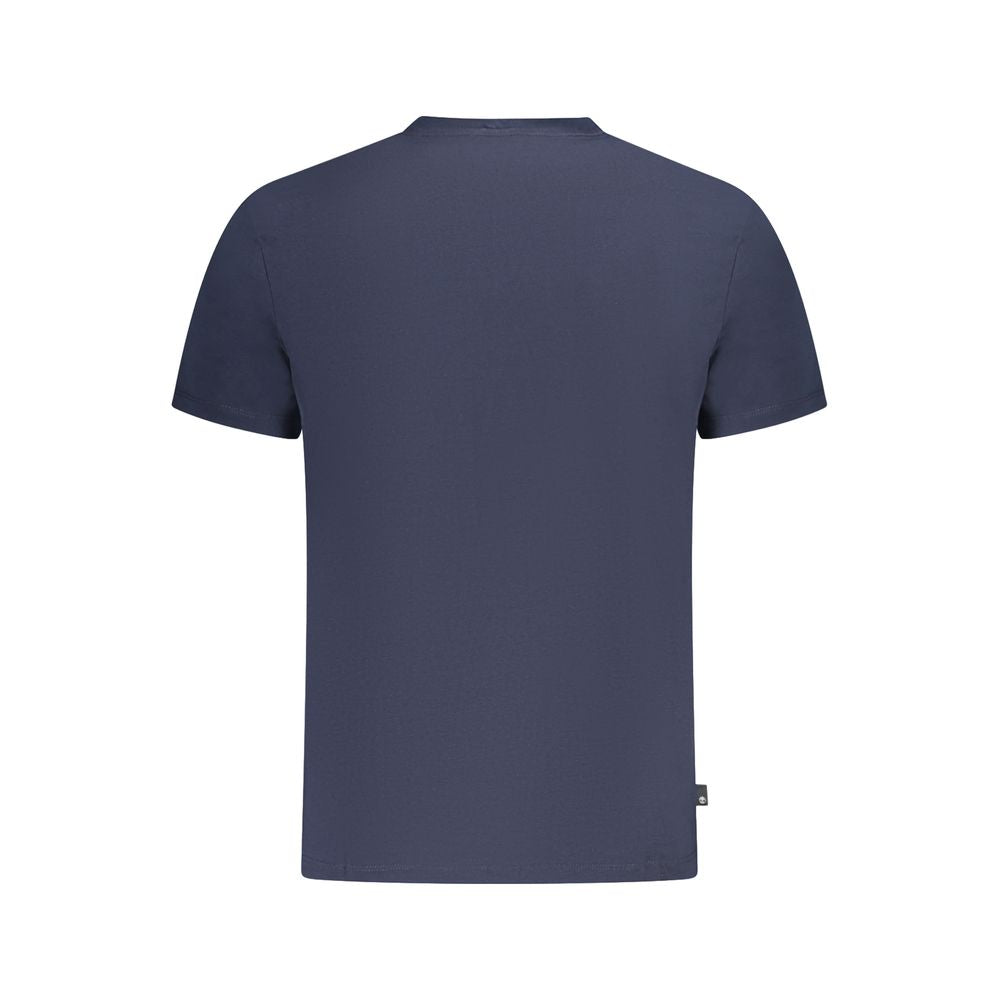 Back view of Timberland Blue Cotton T-Shirt, short sleeve, regular fit, crew neck, with logo and print.