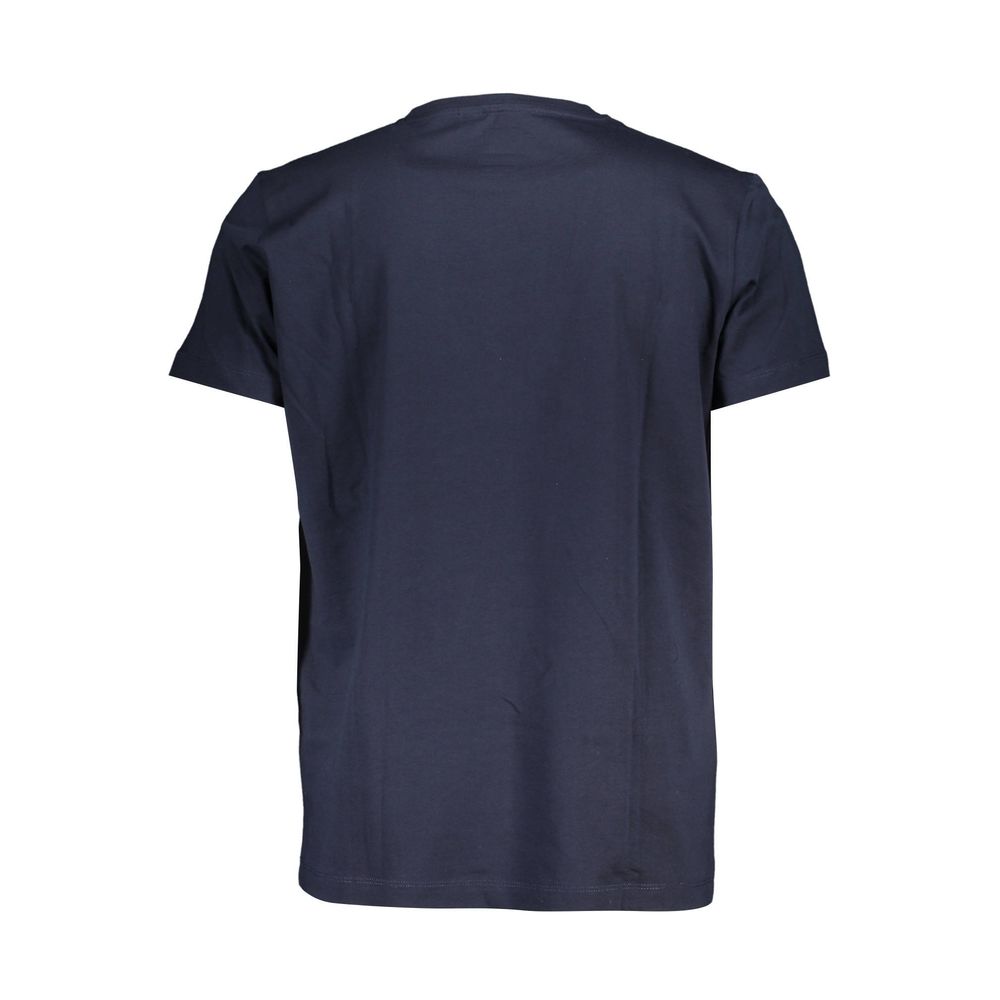 Back view of K-WAY Blue Cotton T-Shirt with short sleeves and crew neck.
