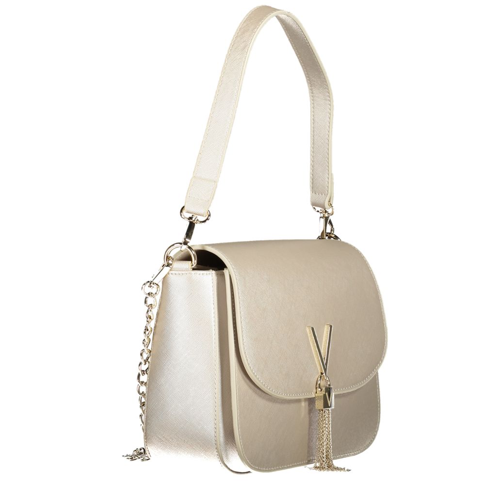 Mario Valentino Gray Polyethylene Handbag with removable straps and external pocket, featuring zip and magnet closure.
