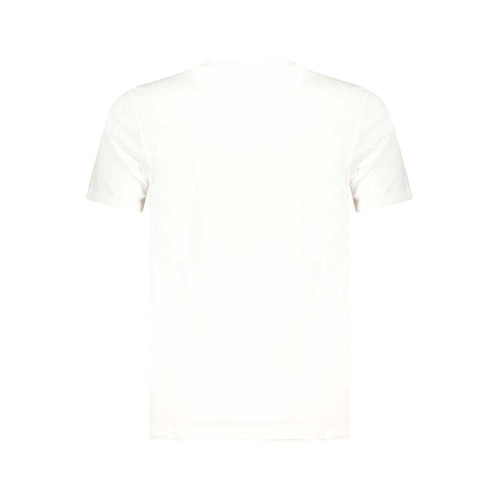 Cavalli Class White Cotton Men T-Shirt, back view of refined casual chic, short sleeve crew neck with iconic logo print on premium cotton.