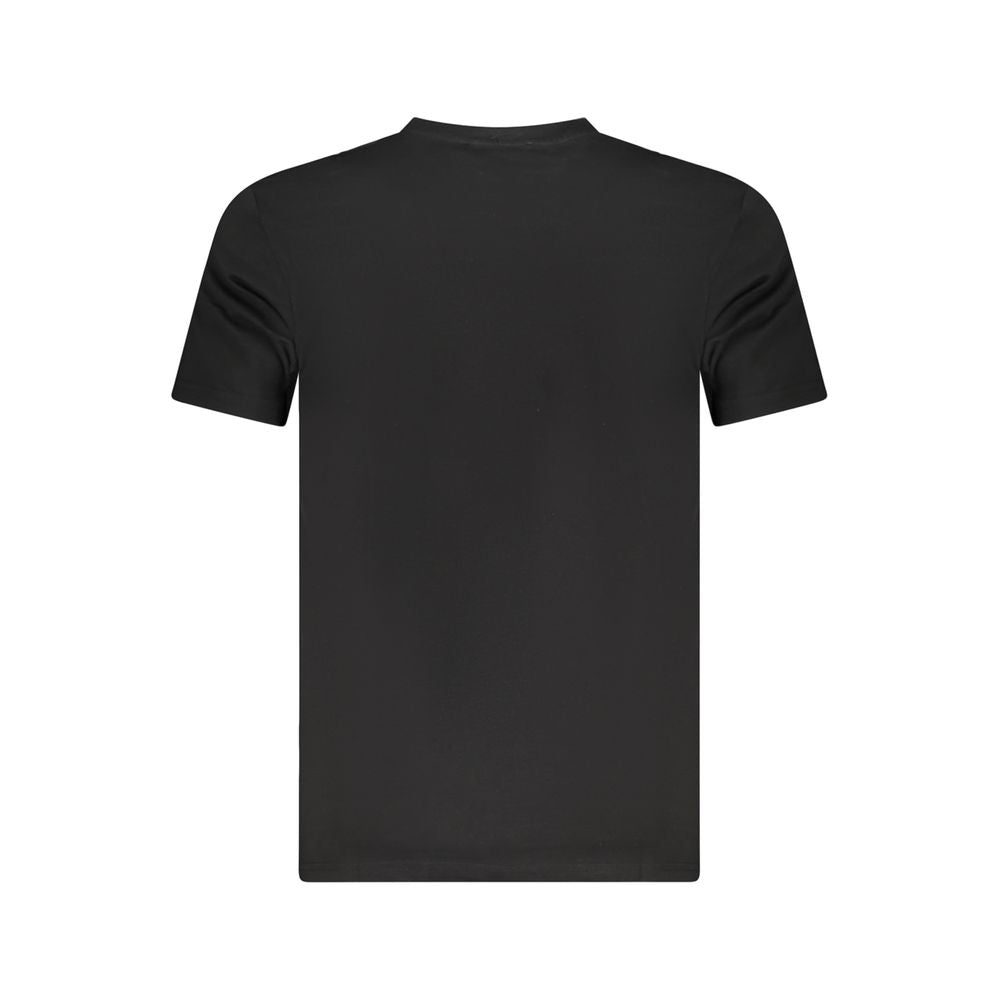 Back view of Cavalli Class Black Cotton Men T-Shirt showcasing luxury craftsmanship in classic short sleeve design.