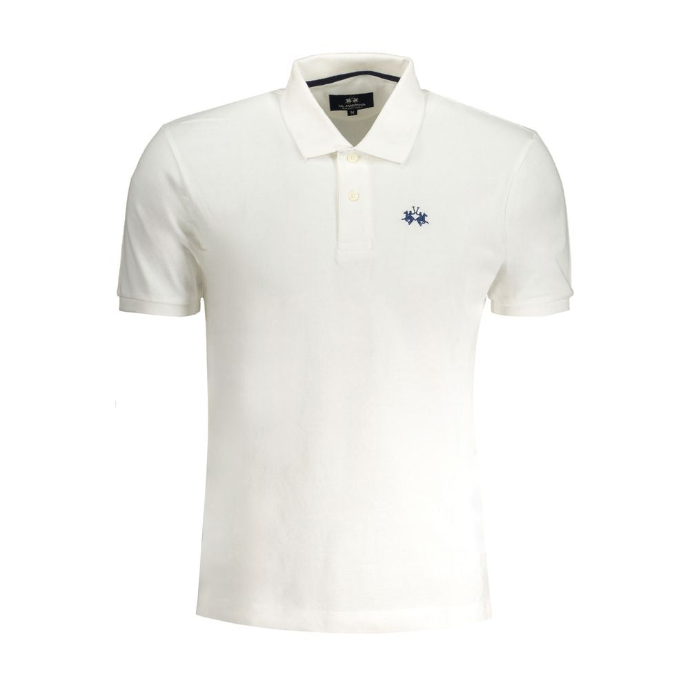 La Martina White Cotton Polo Shirt LA-30434-S