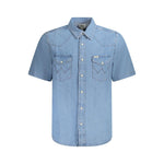 Wrangler Light Blue Cotton Men Shirt WR-35314-S