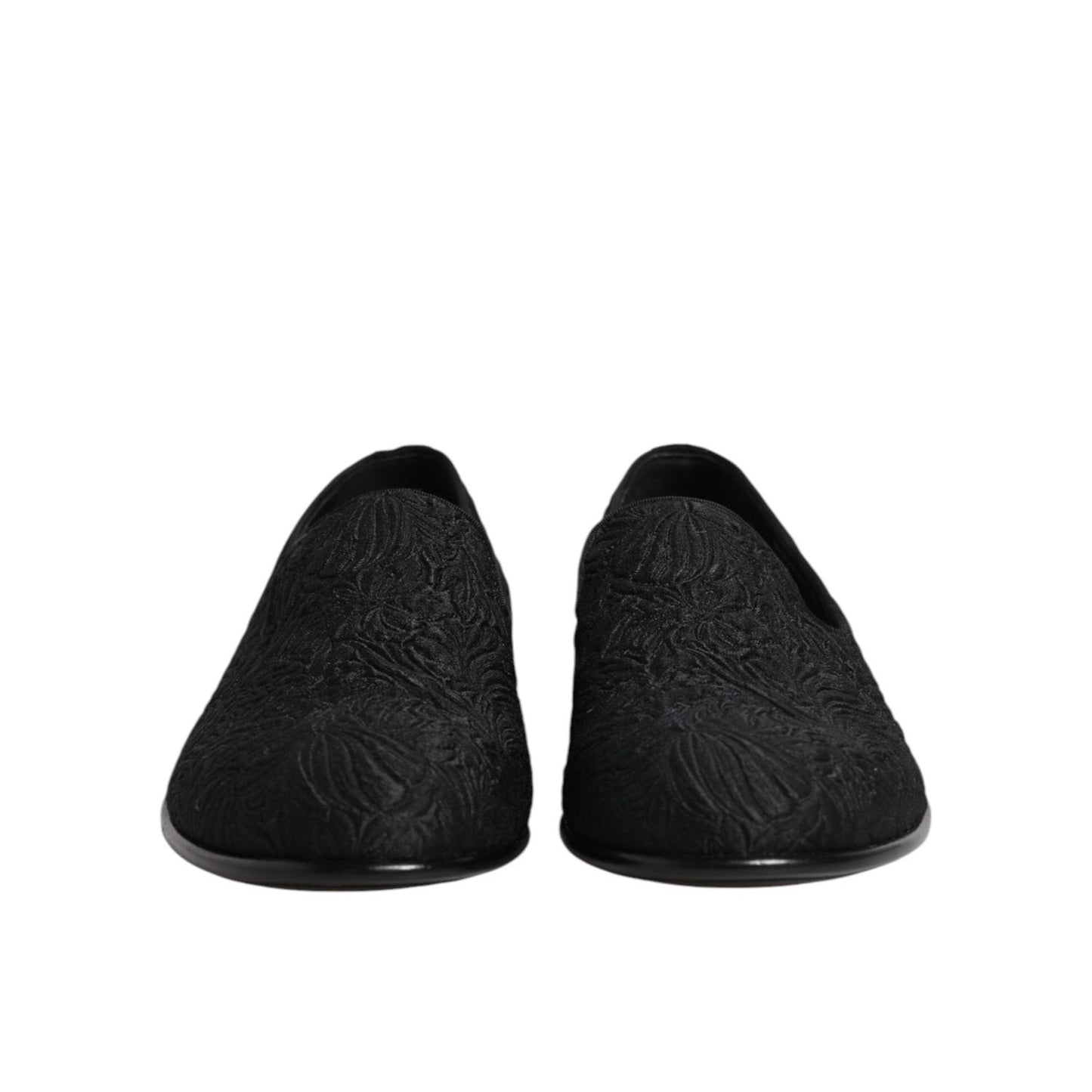 Dolce & Gabbana Black Jacquard Slip On Loafers Formal Shoes MV7341-40