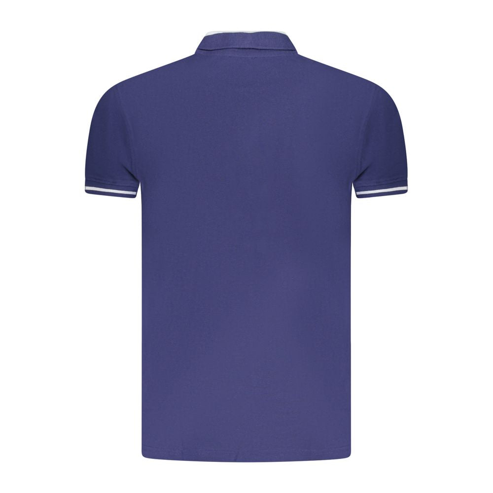 Cavalli Class Blue Cotton Men Polo Shirt, back view with contrasting details showcasing elegance and style for trendsetters.