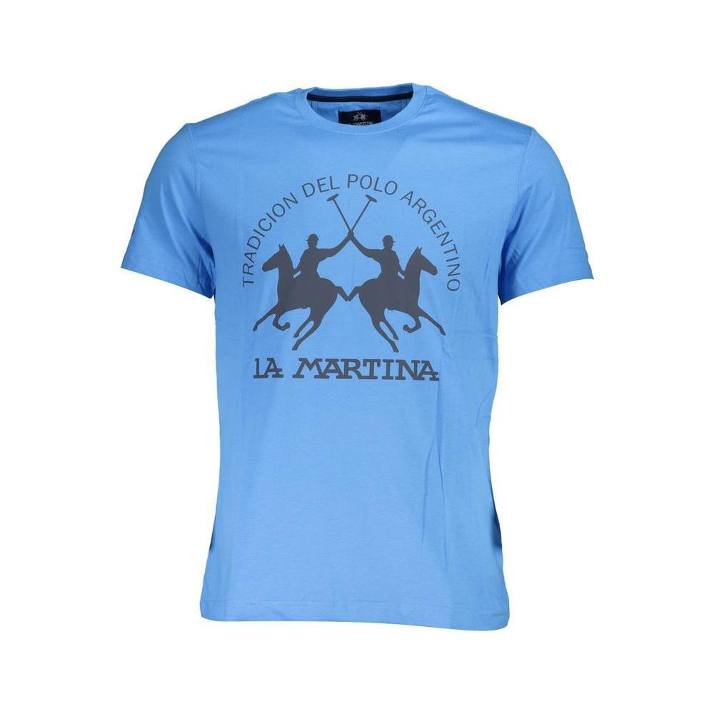 La Martina Blue Cotton Men T-Shirt LA-37728-M
