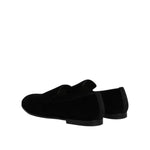 Dolce & Gabbana Black Velvet Slip On Loafers Formal Shoes MV7356-43