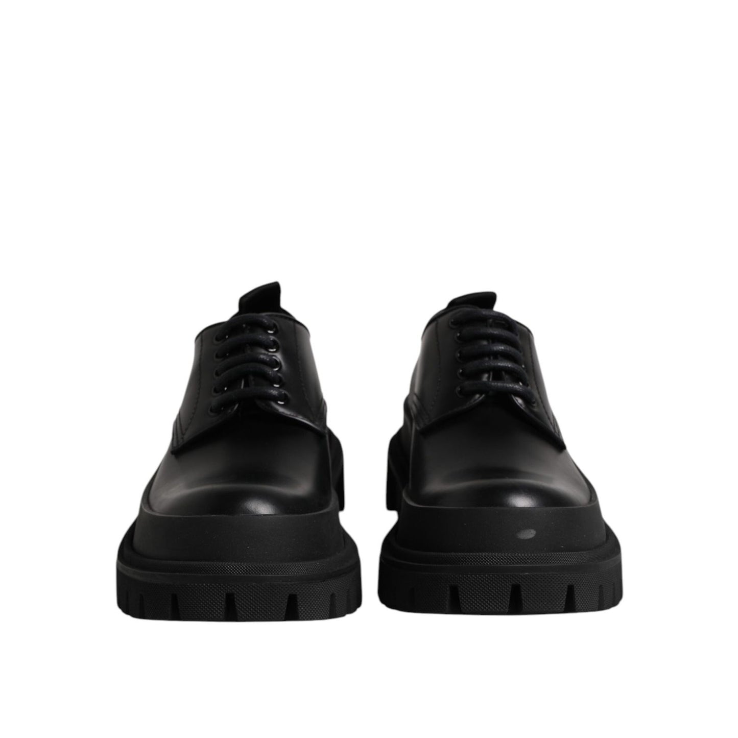 Dolce & Gabbana Black Leather Lace Up Derby Men Dress Shoes MV7296-39