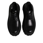Dolce & Gabbana Black Leather Lace Up Derby Men Dress Shoes MV7296-39
