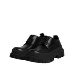 Dolce & Gabbana Black Leather Lace Up Derby Men Dress Shoes MV7296-39