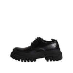 Dolce & Gabbana Black Leather Lace Up Derby Men Dress Shoes MV7296-39