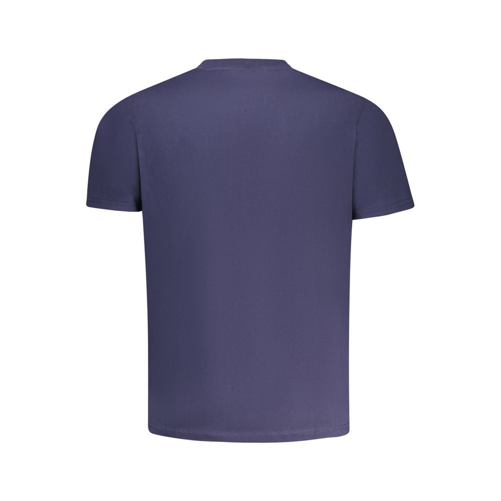 Back view of North Sails Blue Cotton Men T-Shirt showcasing soft cotton fabric in vibrant blue color.