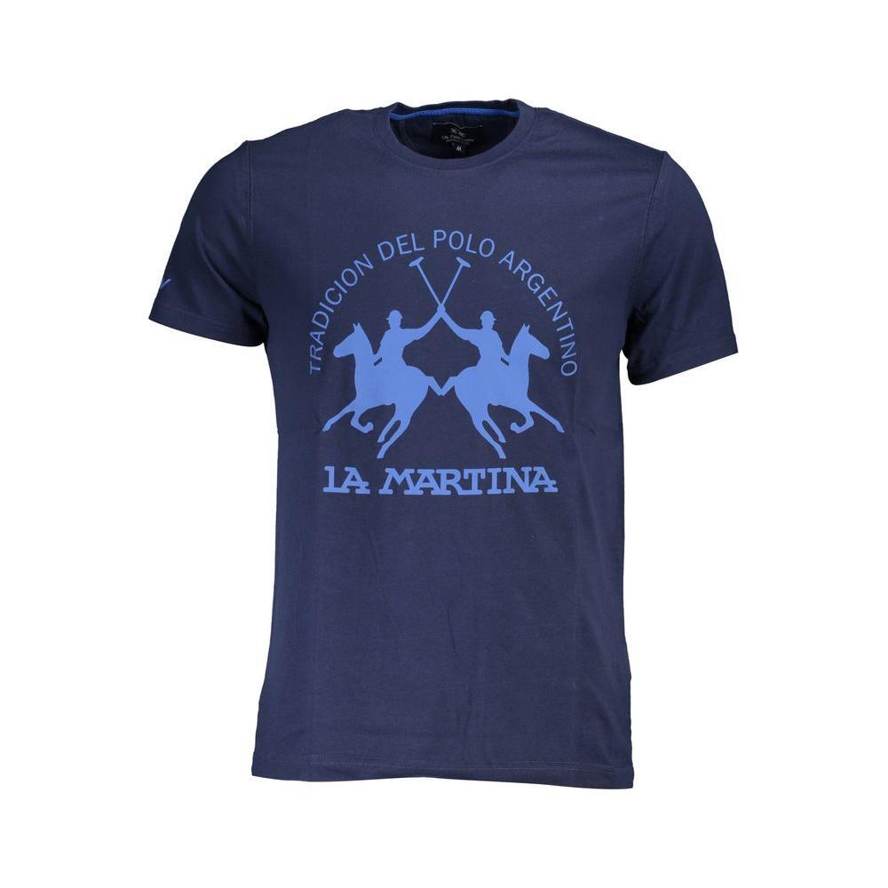 La Martina Blue Cotton Men T-Shirt LA-37678-M