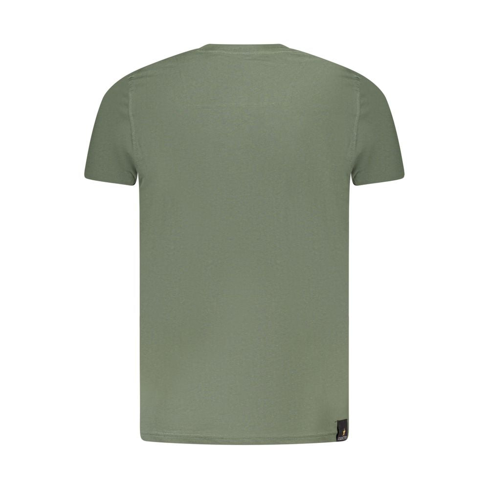Back view of Accademia Militare Green Cotton T-Shirt, short sleeve, crew neck, with logo print.