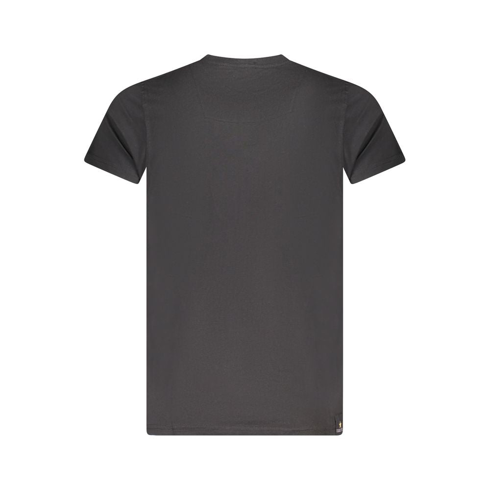 Back view of Accademia Militare Black Cotton T-Shirt with short sleeves and crew neck design.