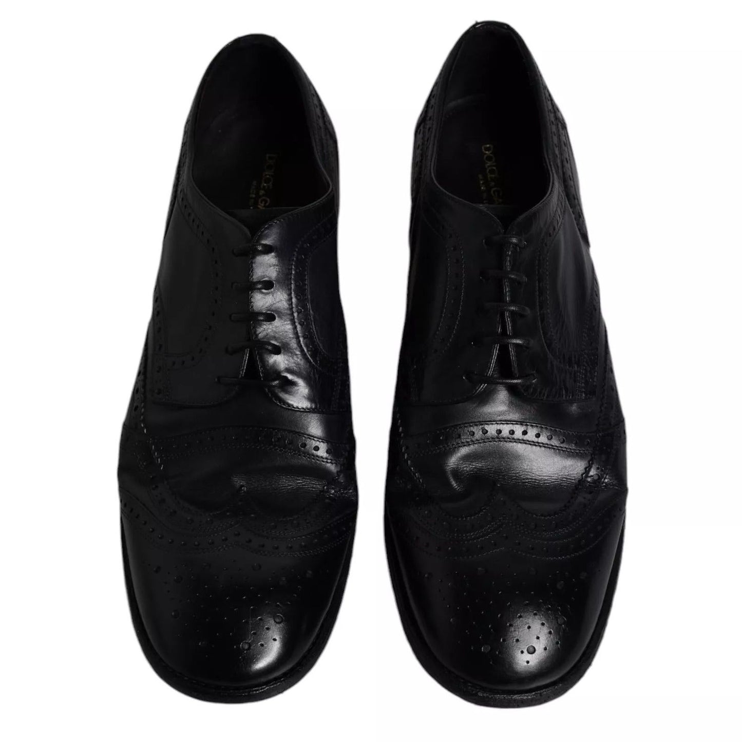 Dolce & Gabbana Dark Blue Leather Derby Wingtip Formal Shoes MV6459-44