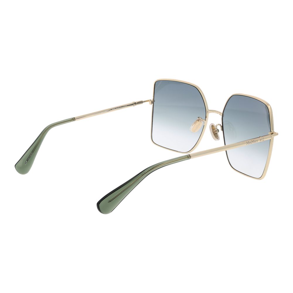 Max Mara Gold Metal Sunglasses with green gradient lenses, full-rim butterfly style for women, offering 100% UVA & UVB protection.