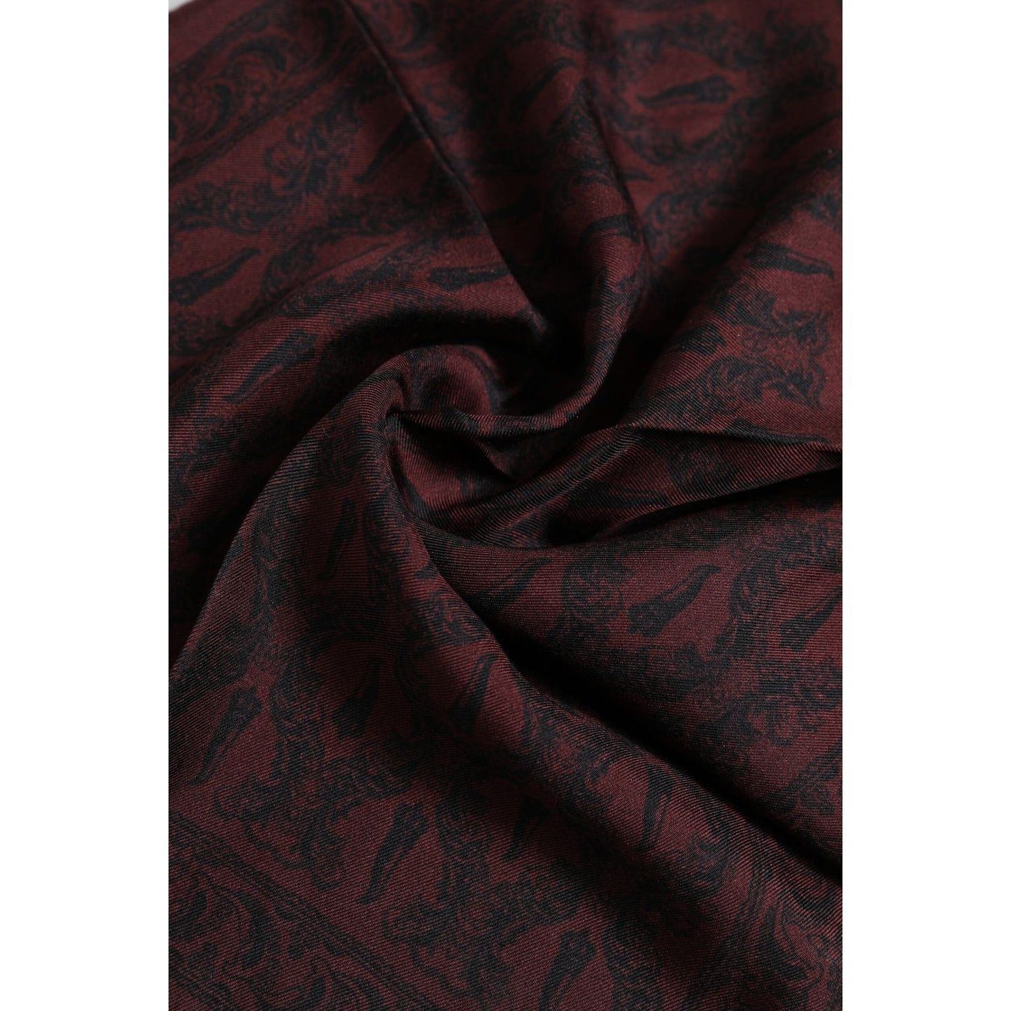 Dolce & Gabbana Maroon Black Printed Square Men Foulard Scarf MS7248