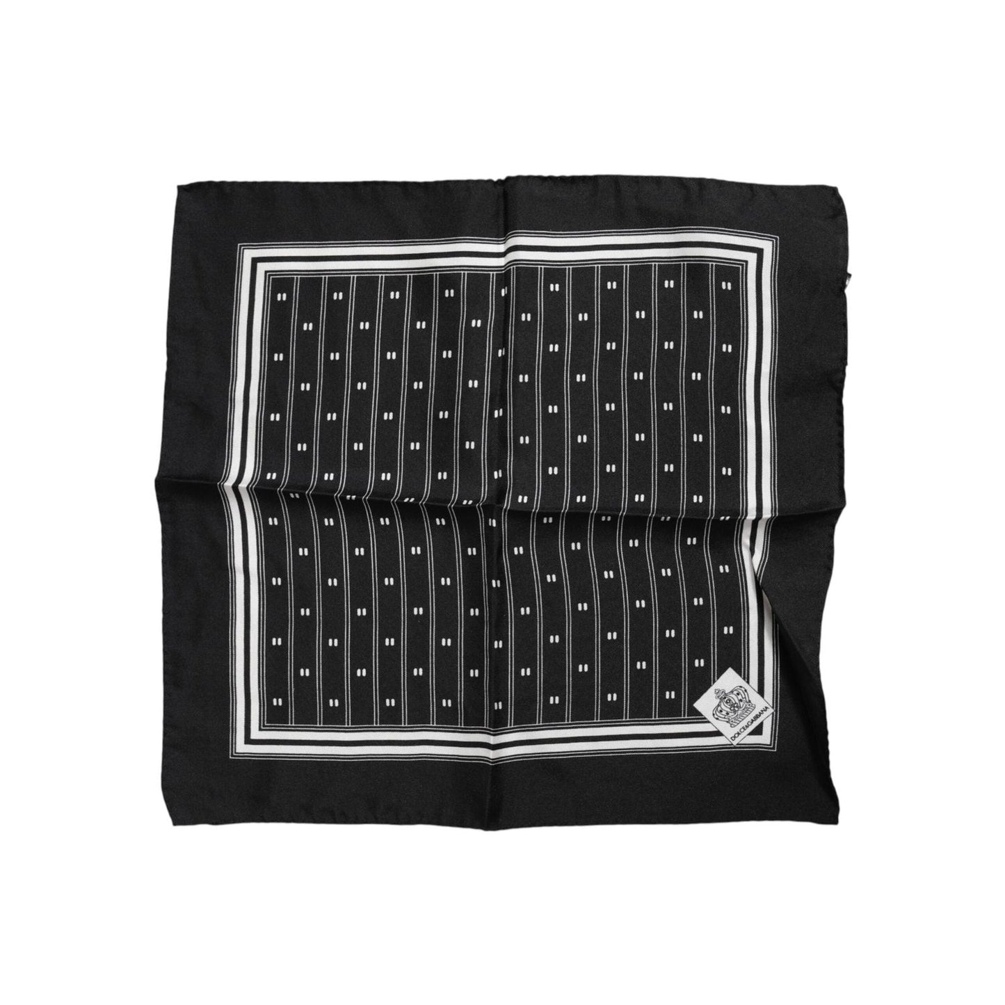 Dolce & Gabbana Black White Printed Silk Square Foulard Scarf MS7254