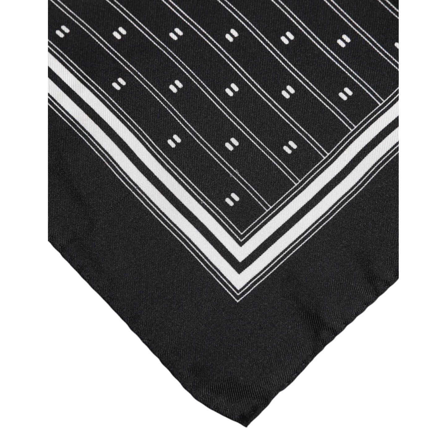Dolce & Gabbana Black White Printed Silk Square Foulard Scarf MS7254
