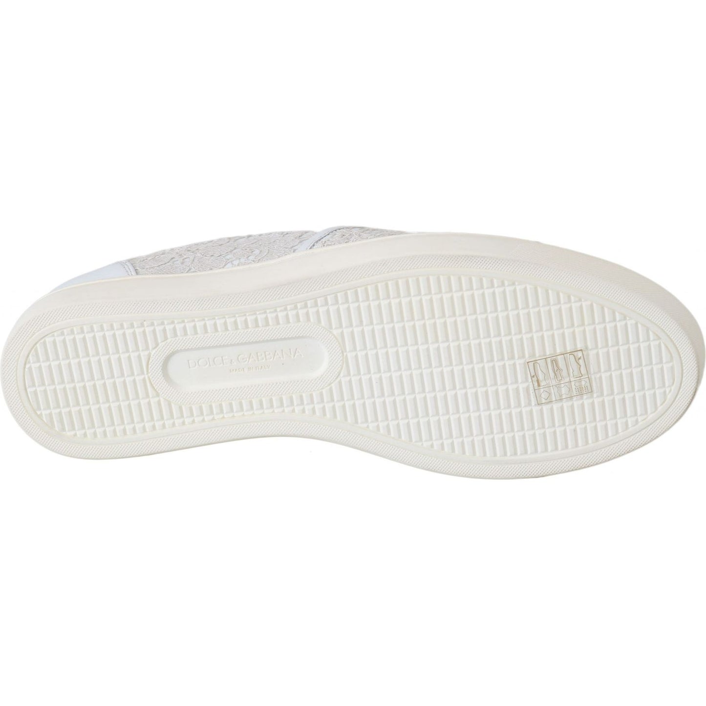 Dolce & Gabbana White Leather Lace Slip On Loafers Shoes LA5969-35