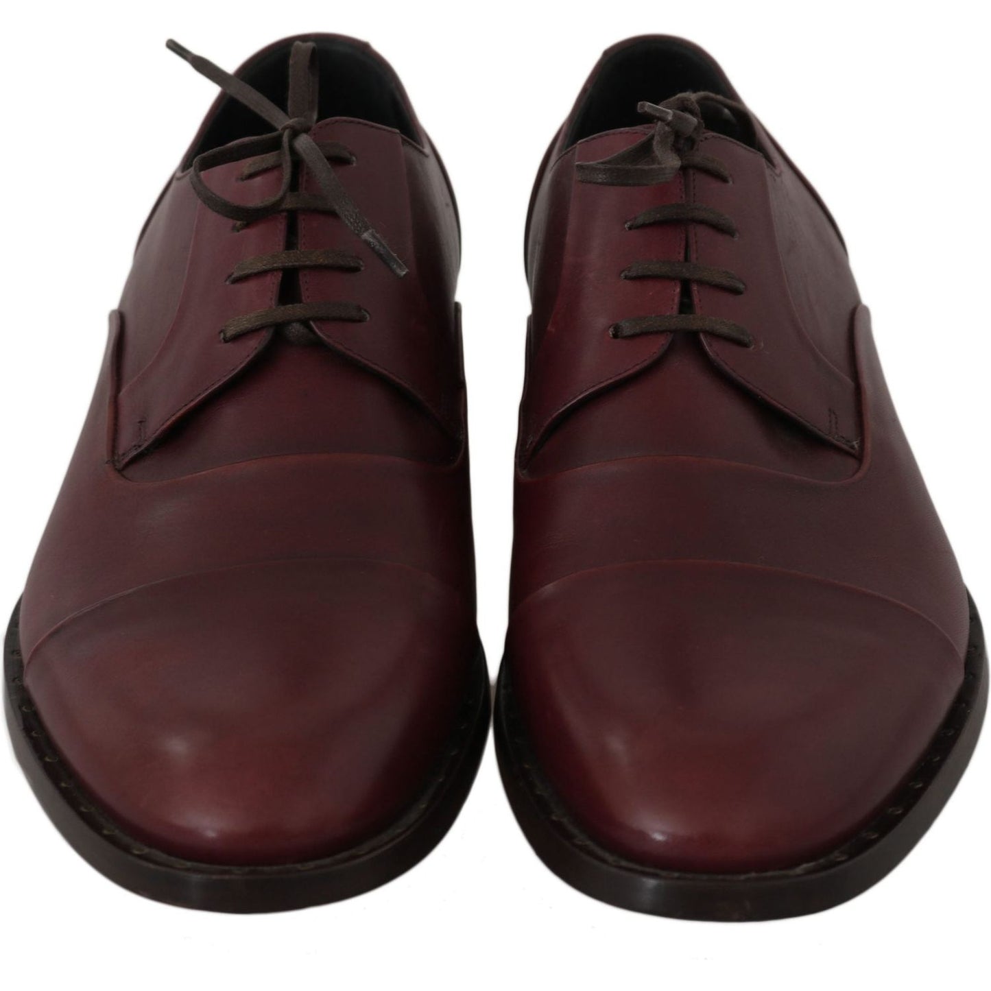 Dolce & Gabbana Red Bordeaux Leather Derby Formal Shoes MV2318-40