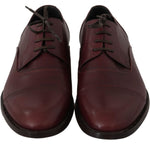 Dolce & Gabbana Red Bordeaux Leather Derby Formal Shoes MV2318-40