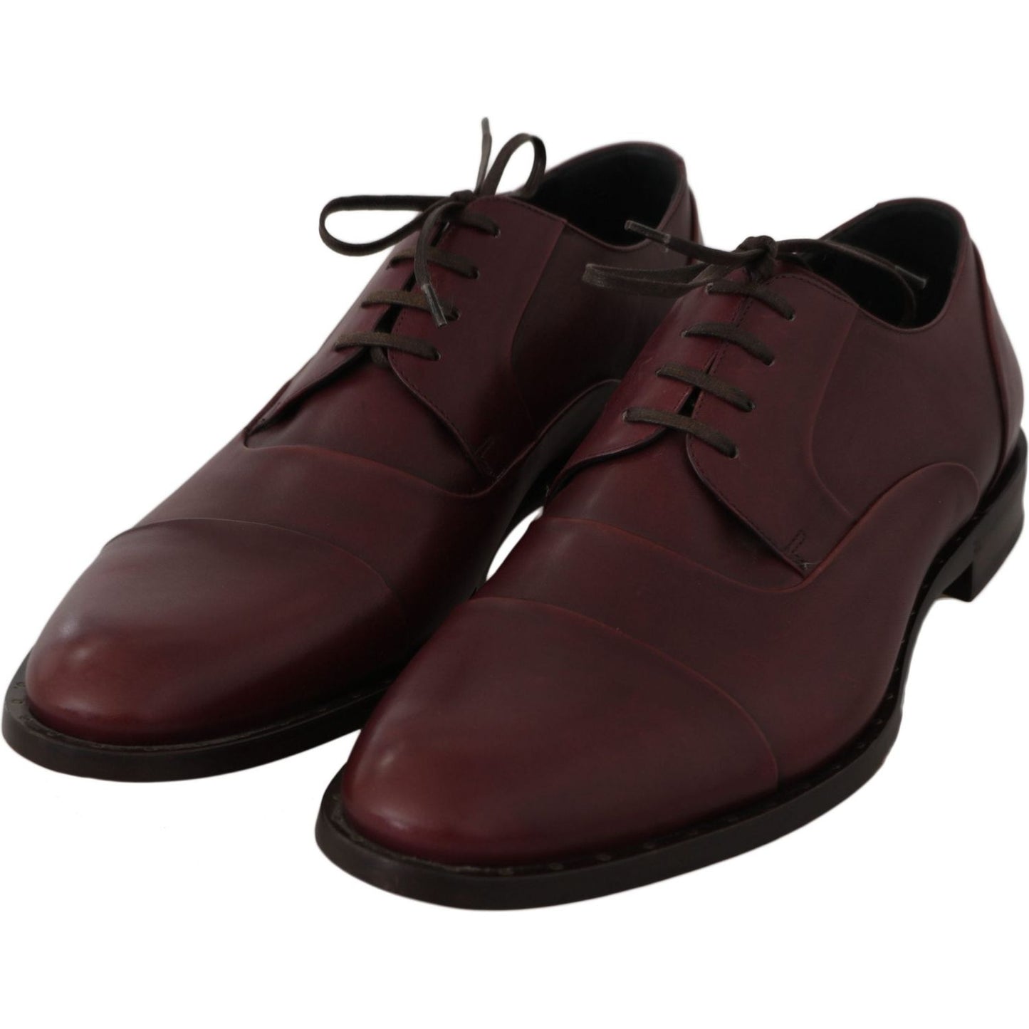 Dolce & Gabbana Red Bordeaux Leather Derby Formal Shoes MV2318-40