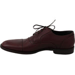 Dolce & Gabbana Red Bordeaux Leather Derby Formal Shoes MV2318-40
