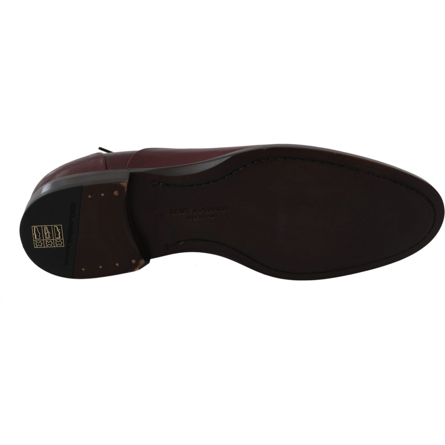 Dolce & Gabbana Red Bordeaux Leather Derby Formal Shoes MV2318-40