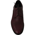 Dolce & Gabbana Red Bordeaux Leather Derby Formal Shoes MV2318-40