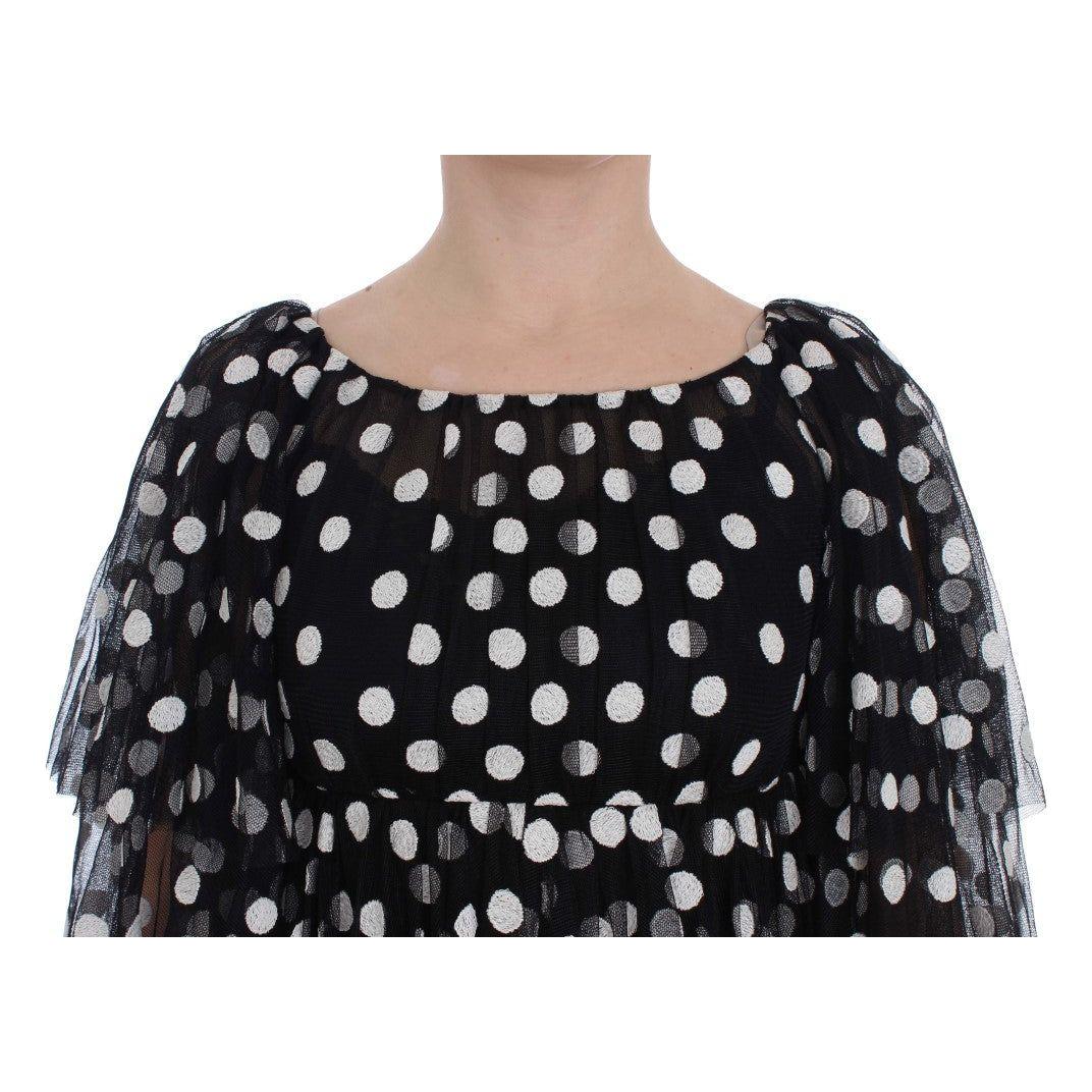 Dolce & Gabbana Black White Polka Dotted Ruffled Dress NOC10160-1