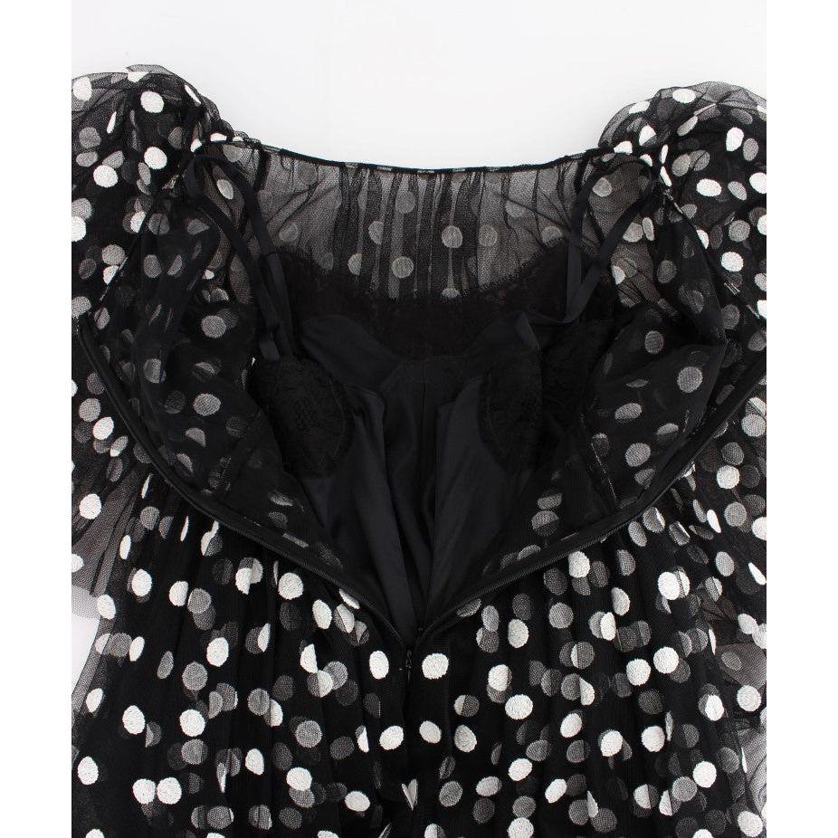 Dolce & Gabbana Black White Polka Dotted Ruffled Dress NOC10160-1