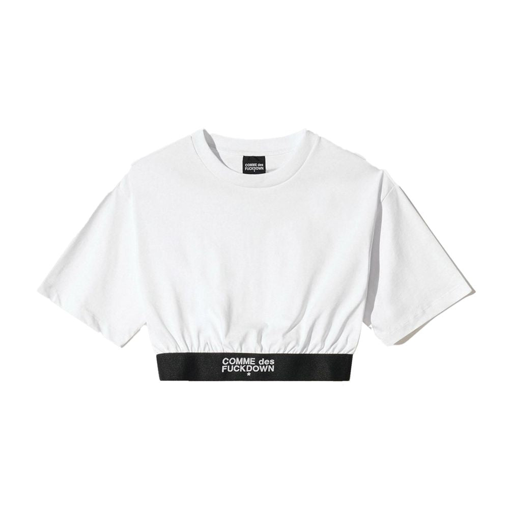 Comme Des Fuckdown White Cotton Tops & T-Shirt CO-15649-XS