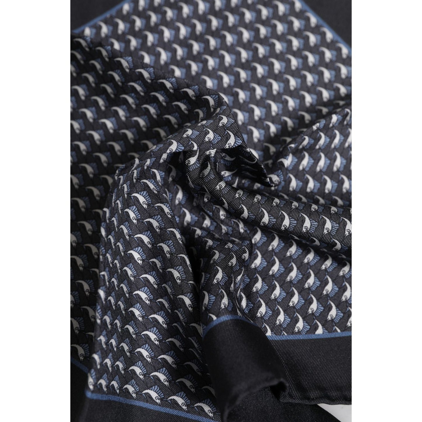 Dolce & Gabbana Black Fish Print Silk Square Men Foulard Scarf