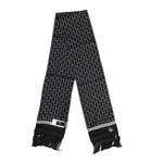Dolce & Gabbana Black Silk Printed Fringes Men Foulard Scarf