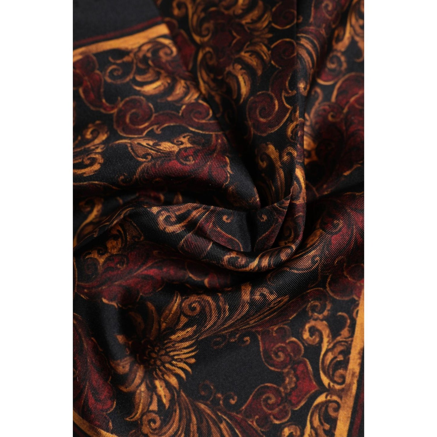 Dolce & Gabbana Black Floral Silk Square Men Foulard Scarf