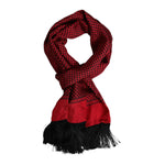 Dolce & Gabbana Red Dotted Silk Fringes Men Foulard Scarf MS7547