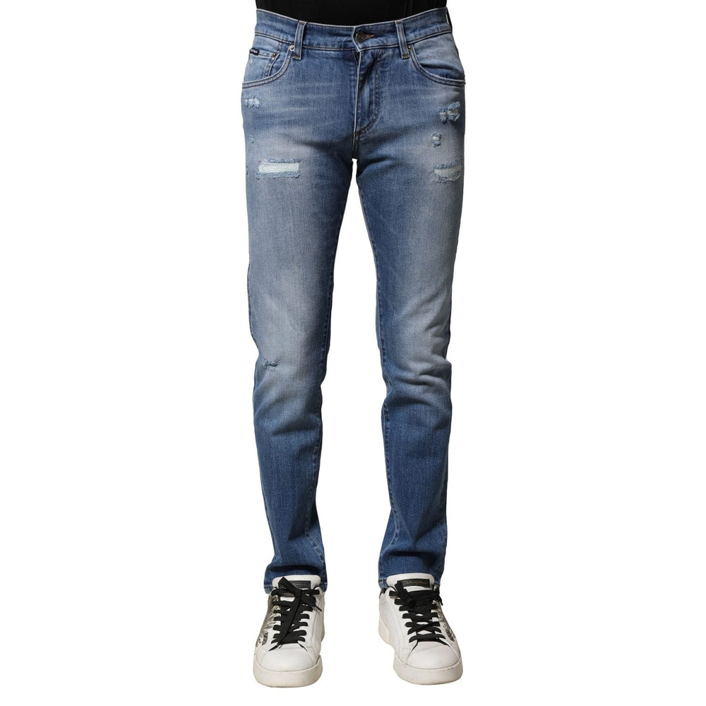 Dolce & Gabbana Blue Washed Cotton Skinny Men Denim Jeans